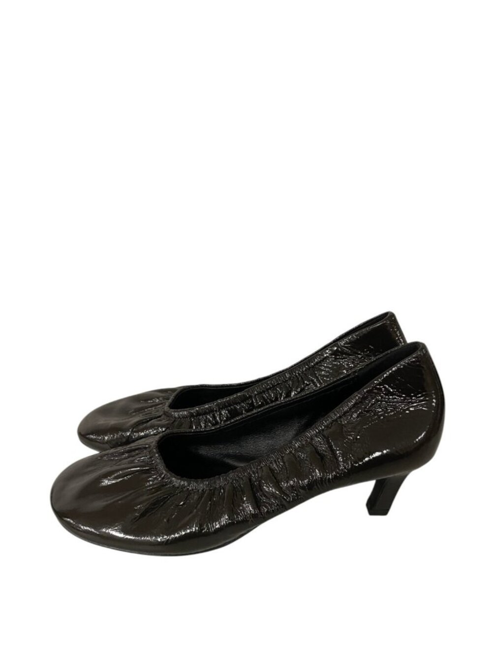 Massimo Dutti Womens Kitten Pumps heels EU 38 US 7.5 Brown Leather Crinkled NWT